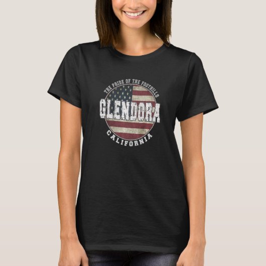 Amerikaanse vlag Glendora California T-shirt (Voorkant)