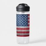 Amerikaanse vlag Glitter look Waterfles<br><div class="desc">Dit ontwerp kan op het gebied worden gepersonaliseerd dat door de foto en/of tekst te veranderen wordt verstrekt. Of het kan worden aangepast door te klikken deze Sjabloon personaliseert en dan de klik te kiezen om verdere optie aan te passen en de kleur van de achtergrond te schrappen of te...</div>