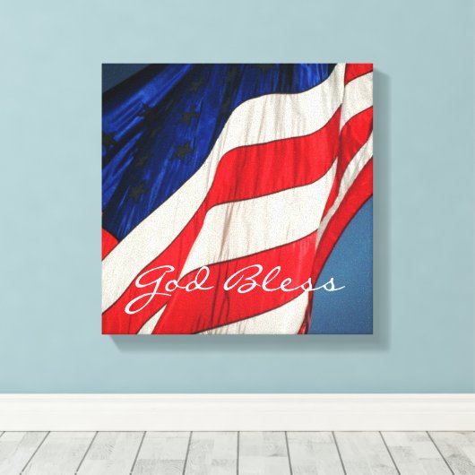 Amerikaanse vlag - God zegene verpakte canvas prin (Insitu (Houten vloer))