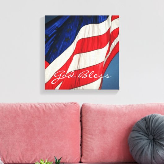 Amerikaanse vlag - God zegene verpakte canvas prin (Insitu (Woonkamer))