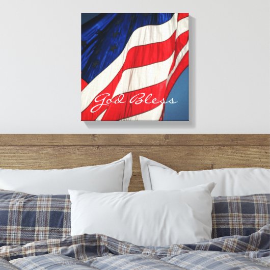 Amerikaanse vlag - God zegene verpakte canvas prin (Insitu (Slaapkamer))