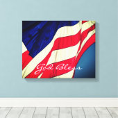 Amerikaanse vlag - God zegene verpakte canvas prin (Insitu (Houten vloer))