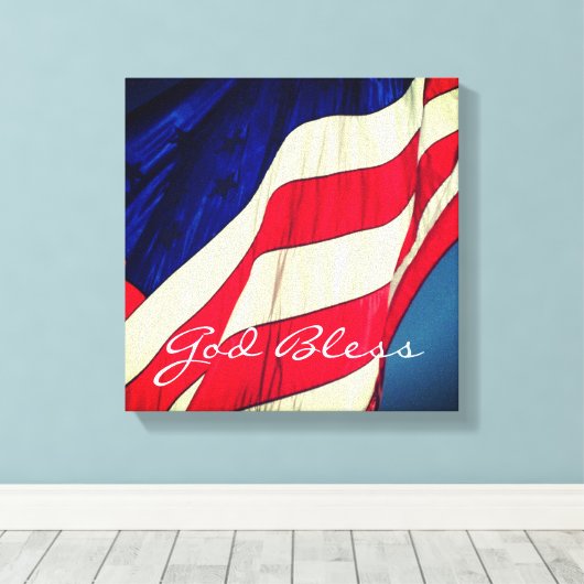 Amerikaanse vlag - God zegene verpakte canvas prin (Insitu (Houten vloer))