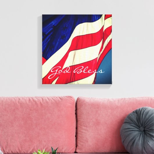 Amerikaanse vlag - God zegene verpakte canvas prin (Insitu (Woonkamer))