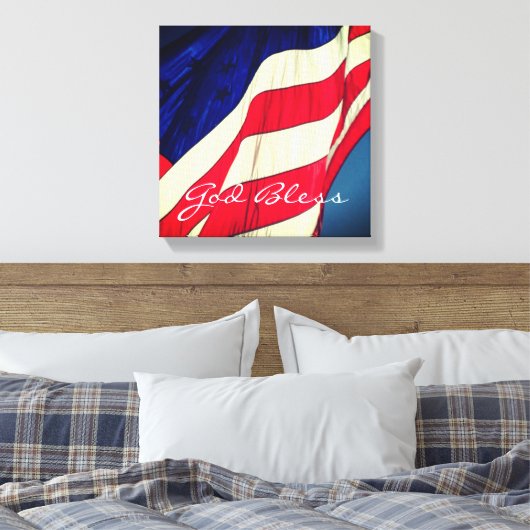 Amerikaanse vlag - God zegene verpakte canvas prin (Insitu (Slaapkamer))