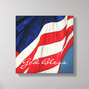 Amerikaanse vlag - God zegene verpakte canvas prin Afdruk