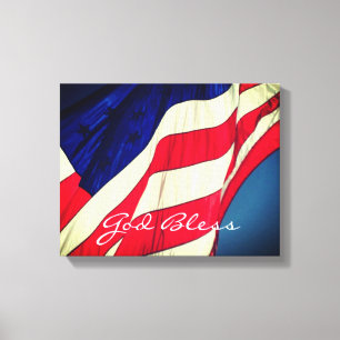 Amerikaanse vlag - God zegene verpakte canvas prin Afdruk