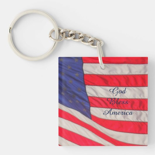 Amerikaanse vlag, godslasterlijk Amerika, rood wit Sleutelhanger (voorkant)
