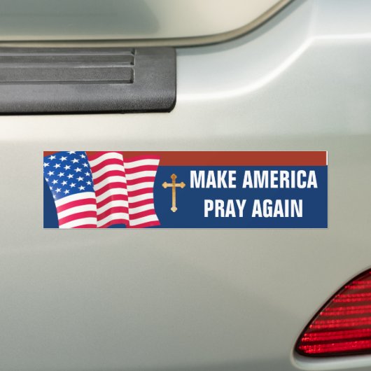 Amerikaanse vlag Gold Cross Bumpersticker (Op auto)