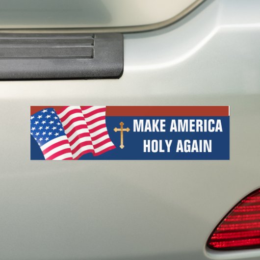 Amerikaanse vlag Gold Cross Bumpersticker (Op auto)