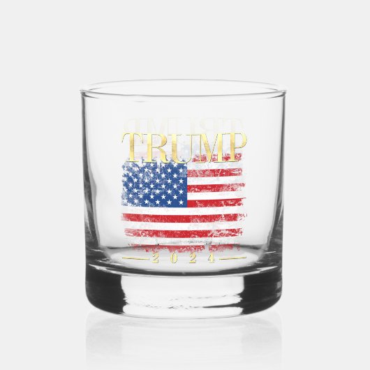  Amerikaanse vlag Gold Trump 2024 Whisky Glas (Voorkant)