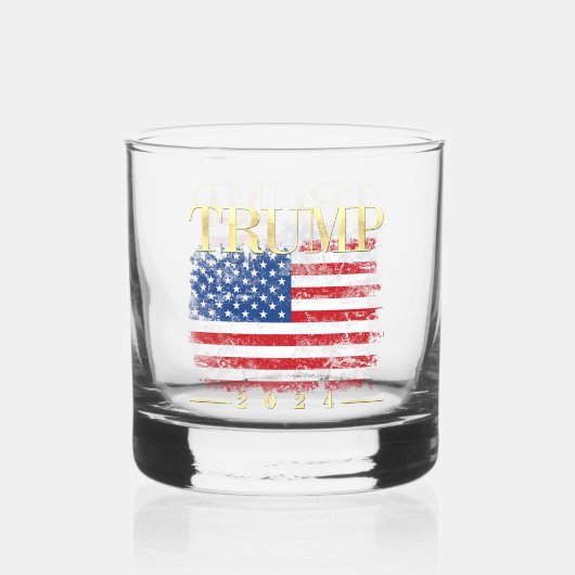  Amerikaanse vlag Gold Trump 2024 Whisky Glas (Achterkant)
