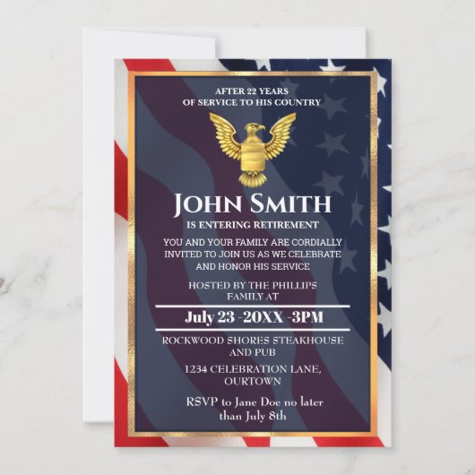 Amerikaanse vlag/Golden Eagle Military Retirement  Kaart (Voorkant)