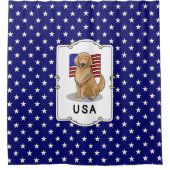 Amerikaanse vlag Golden Retriever Dog Douchegordijn (Voorkant)