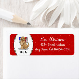 Amerikaanse vlag Golden Retriever Dog Patriotic Etiket