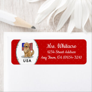 Amerikaanse vlag Golden Retriever Dog Patriotic Etiket