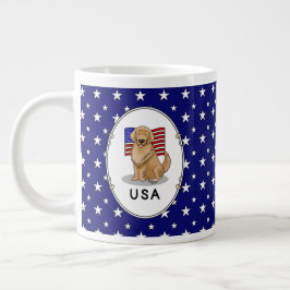 Amerikaanse vlag Golden Retriever Dog Patriotic Grote Koffiekop