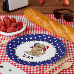 Amerikaanse vlag Golden Retriever Dog Patriotic Papieren Bordje