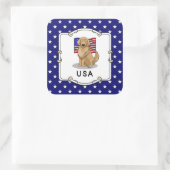 Amerikaanse vlag Golden Retriever Dog Patriotic Vierkante Sticker (Tas)