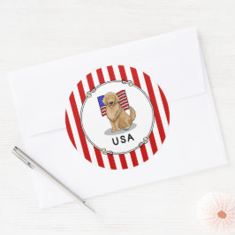 Amerikaanse vlag Golden Retriever Dog Ronde Sticker