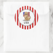 Amerikaanse vlag Golden Retriever Dog Ronde Sticker (Tas)