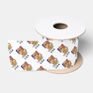 Amerikaanse vlag Golden Retriever Dog Satijnen Lint