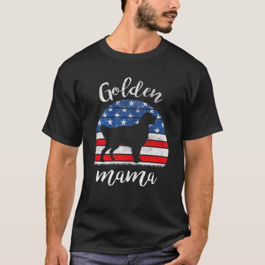 Amerikaanse vlag Golden Retriever Mama Cream R T-shirt (Voorkant)