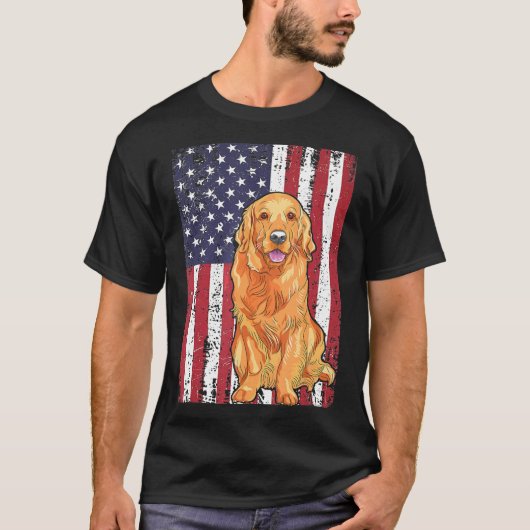 Amerikaanse vlag Golden Retriever Patriotic Dog T-shirt (Voorkant)