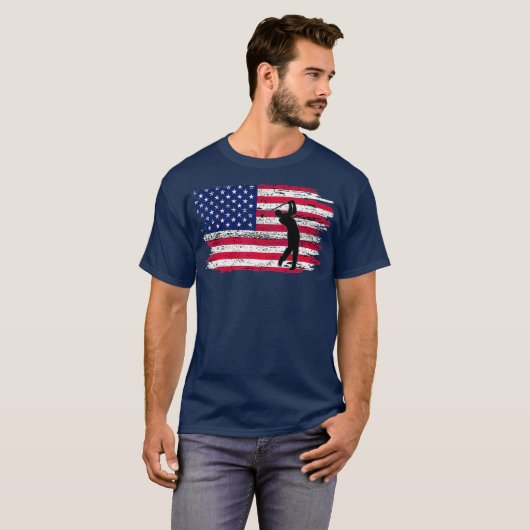 Amerikaanse vlag Golf 4 juli Patriottische Golfer T-shirt (Voorkant volledig)