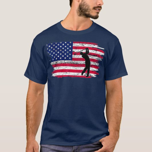 Amerikaanse vlag Golf 4 juli Patriottische Golfer T-shirt (Voorkant)