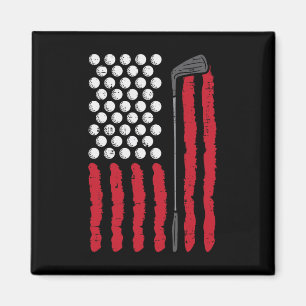 Amerikaanse Vlag Golf En Club Vintage Golfen Golfe Magneet