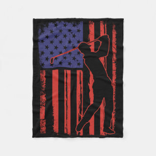 Amerikaanse Vlag Golf Golfer Vintage Usa Fleece Deken