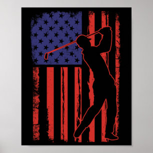 Amerikaanse Vlag Golf Golfer Vintage Vs Poster