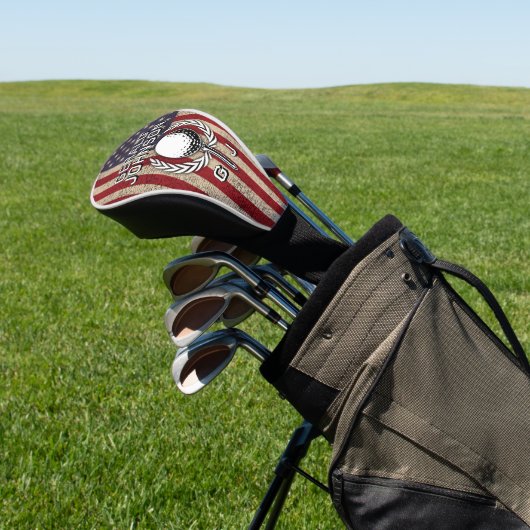 Amerikaanse vlag Golf Monogram Design Golfheadcover (Insitu)