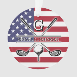 Amerikaanse vlag Golf Monogram Design Ornament