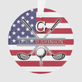 Amerikaanse vlag Golf Monogram Design Ornament (voorkant)