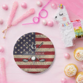 Amerikaanse vlag Golf Monogram Design Papieren Bordje (Feest)