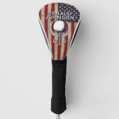 Amerikaanse Vlag Golf Monogram Ontwerp Golfheadcover (Voorkant)