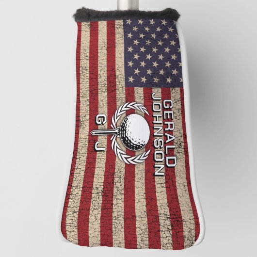 Amerikaanse Vlag Golf Monogram Ontwerp Golfheadcover (Draai 90)