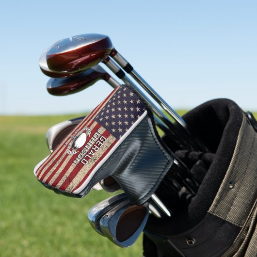 Amerikaanse Vlag Golf Monogram Ontwerp Golfheadcover (Insitu)