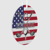 Amerikaanse vlag golf monogram ontwerp ornament (voorkant)