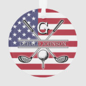 Amerikaanse vlag golf monogram ontwerp ornament (achterkant)