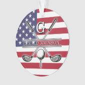 Amerikaanse vlag golf monogram ontwerp ornament (voorkant)