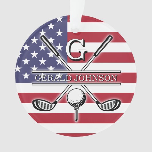 Amerikaanse vlag golf monogram ontwerp ornament (voorkant)