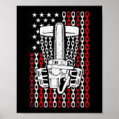 Amerikaanse vlag Golf Player Funny Chainzaag Bask Poster (Voorkant)