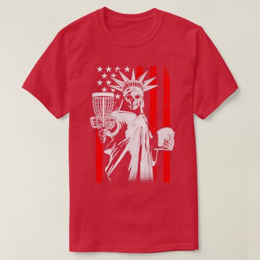 Amerikaanse vlag Golf Player Skeleton Skeleton Sta T-shirt (Design voorkant)