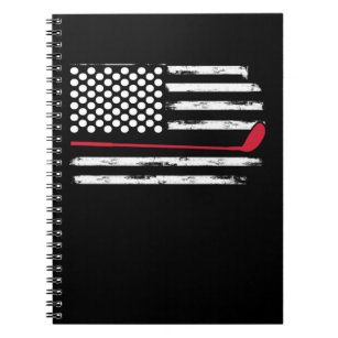 Amerikaanse vlag Golf Player USA op 4 juli Golfer Notitieboek