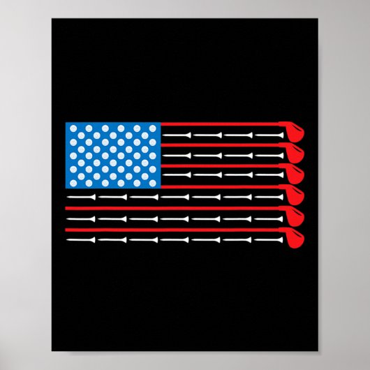 Amerikaanse Vlag Golfclubs Poster (Voorkant)