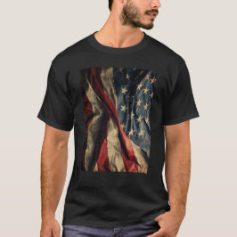 Amerikaanse vlag Golvend Stof Ontwerp Heren T-shirt