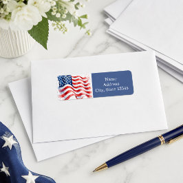 Amerikaanse vlag golvend USA patriottisch blauw Etiket